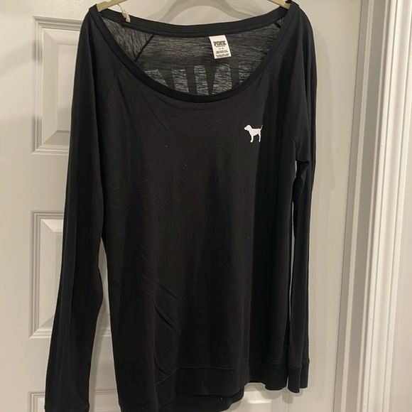 Black Victorias Secret PINK long sleeve slouchy tee - Picture 1 of 3